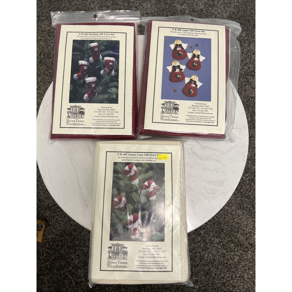 Vtg Christmas Felt Applique Holiday‎ Ornaments Craft Kits Y2K Primitive Folk Art